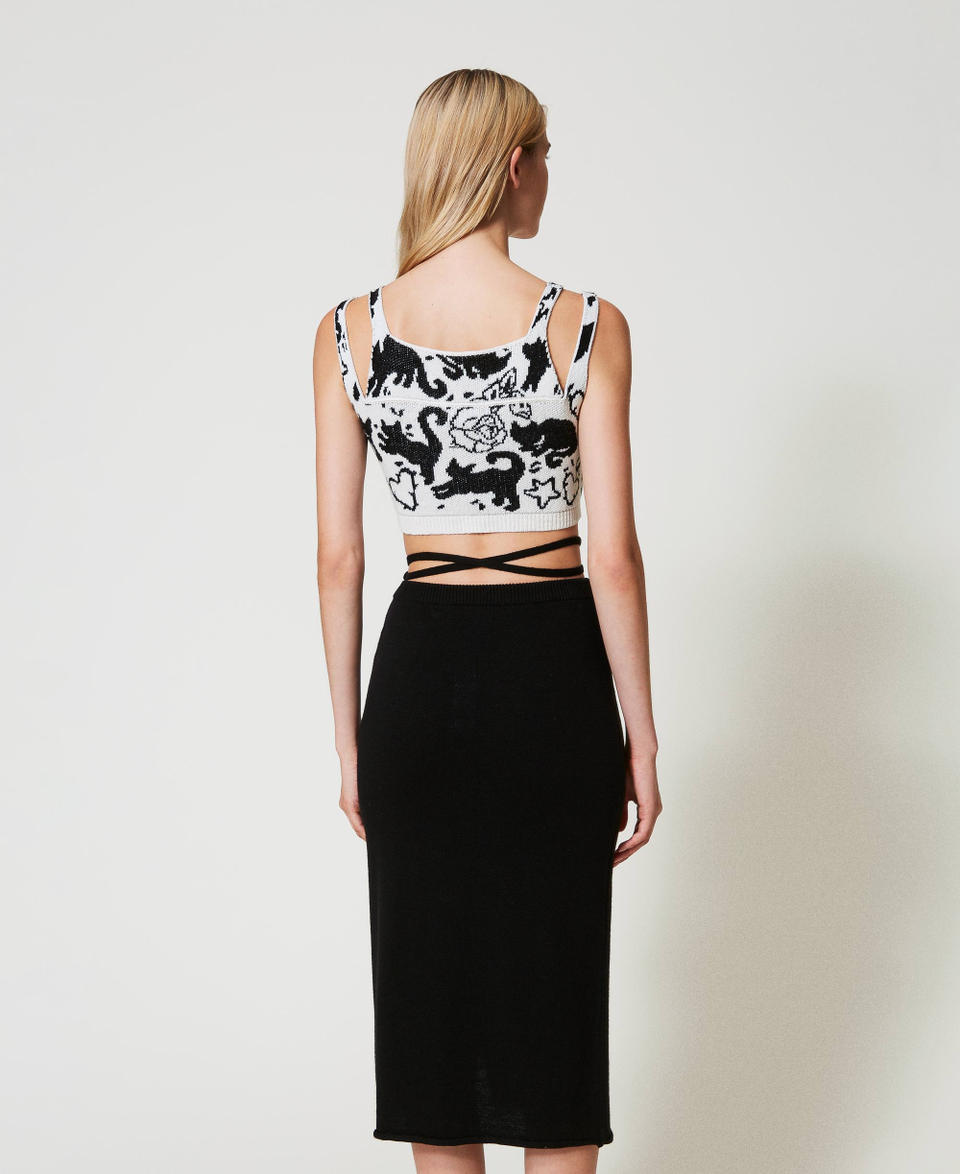 Twin Set Gonna Longuette Jacquard In Filato Treeblend