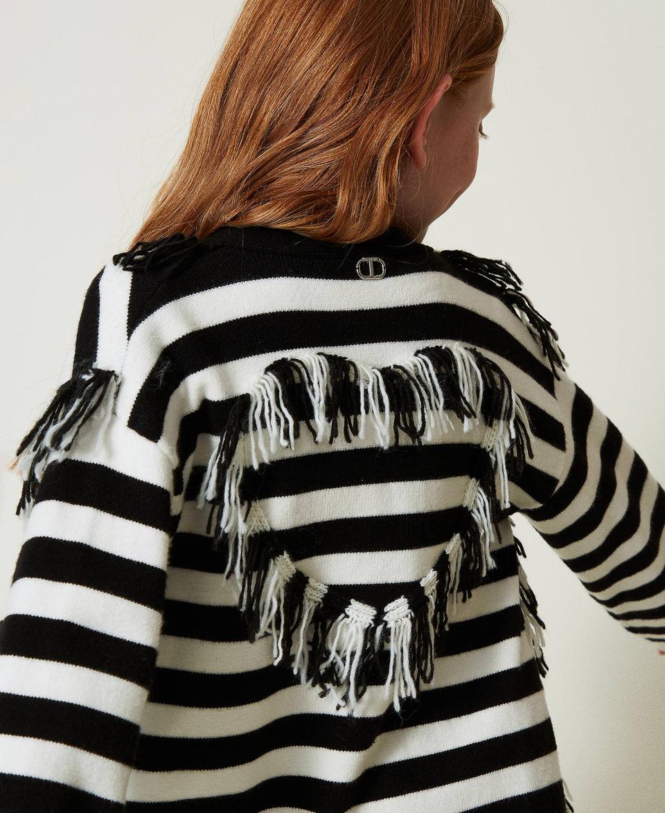 Twin Set Maxi cardigan in maglia a righe con frange