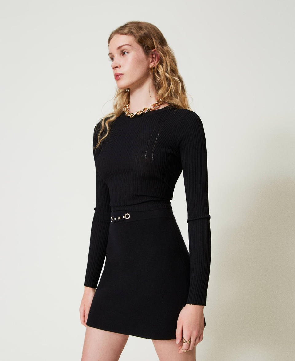 Twin Set Minigonna In Maglia Con Applicazione Bijoux