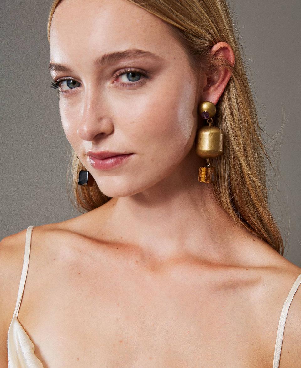 Twin Set Orecchino con elementi in metallo e pietra