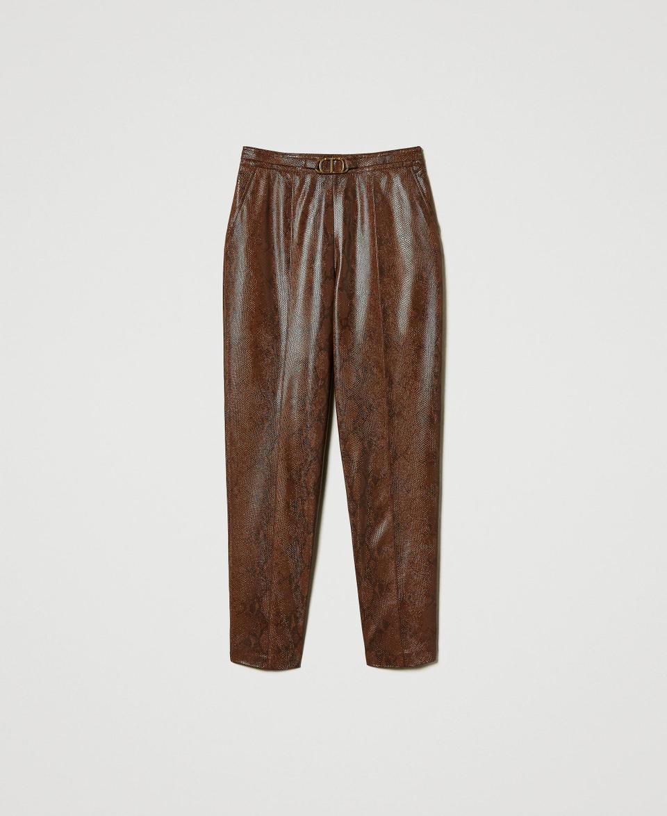 Twin Set Pantaloni A Sigaretta Effetto Pelle Lizard