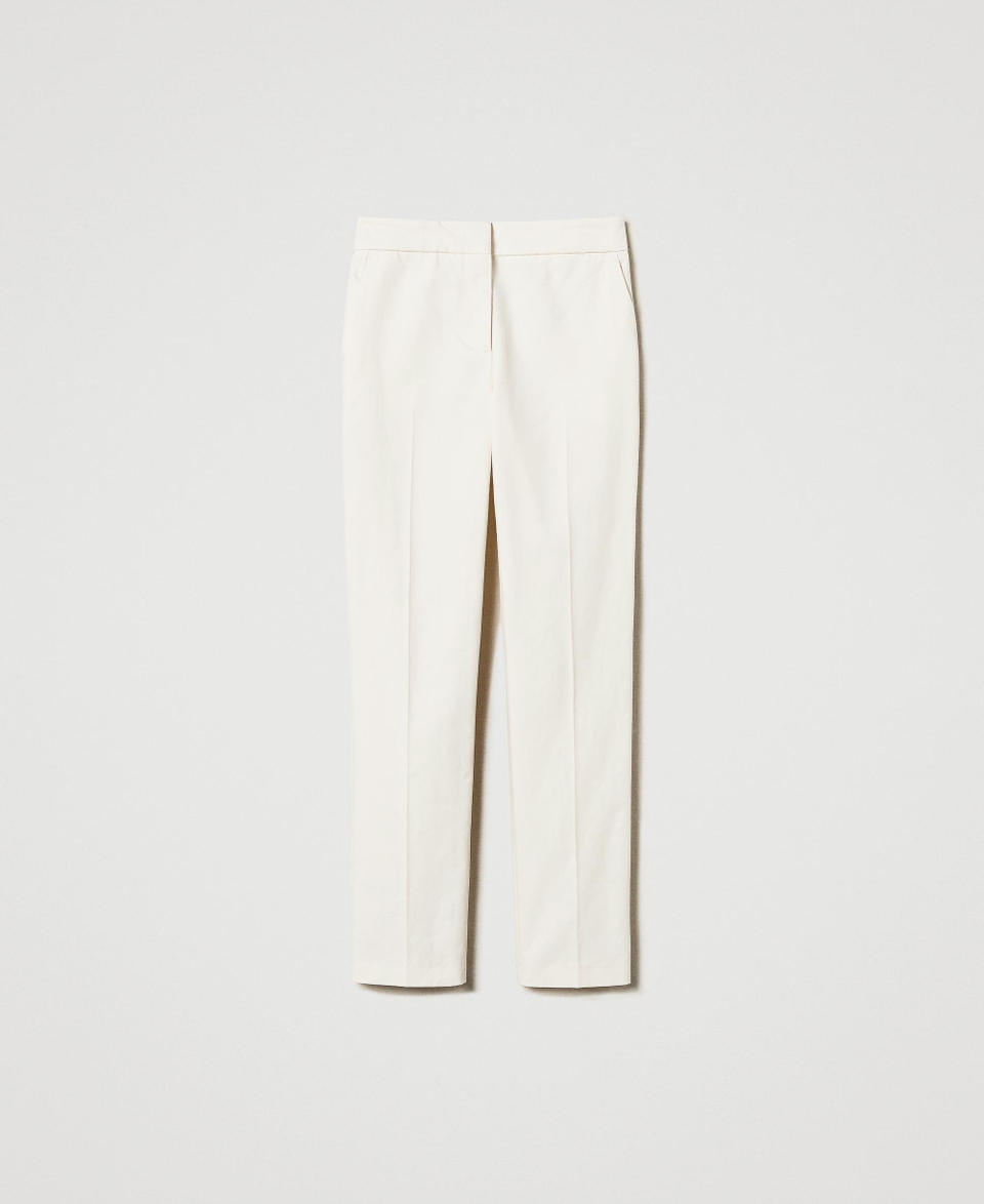Twin Set Pantaloni Dritti In Gabardine Misto Cotone