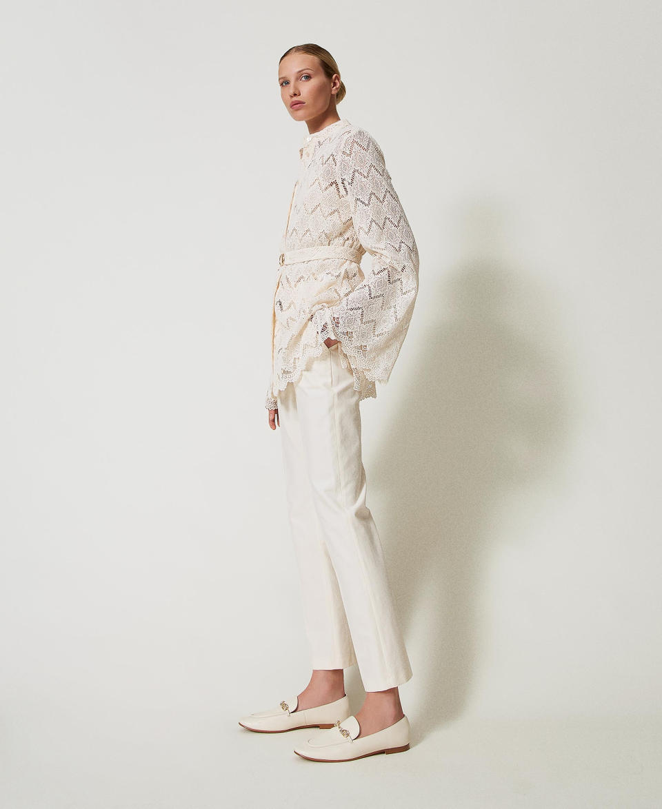 Twin Set Pantaloni Dritti In Gabardine Misto Cotone