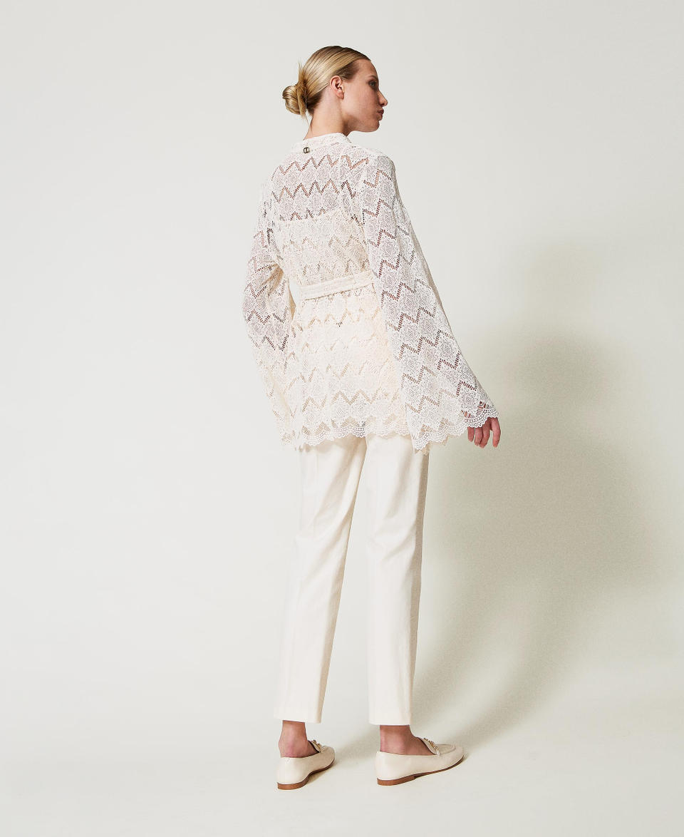 Twin Set Pantaloni Dritti In Gabardine Misto Cotone