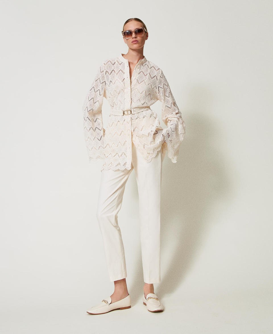 Twin Set Pantaloni dritti in gabardine misto cotone