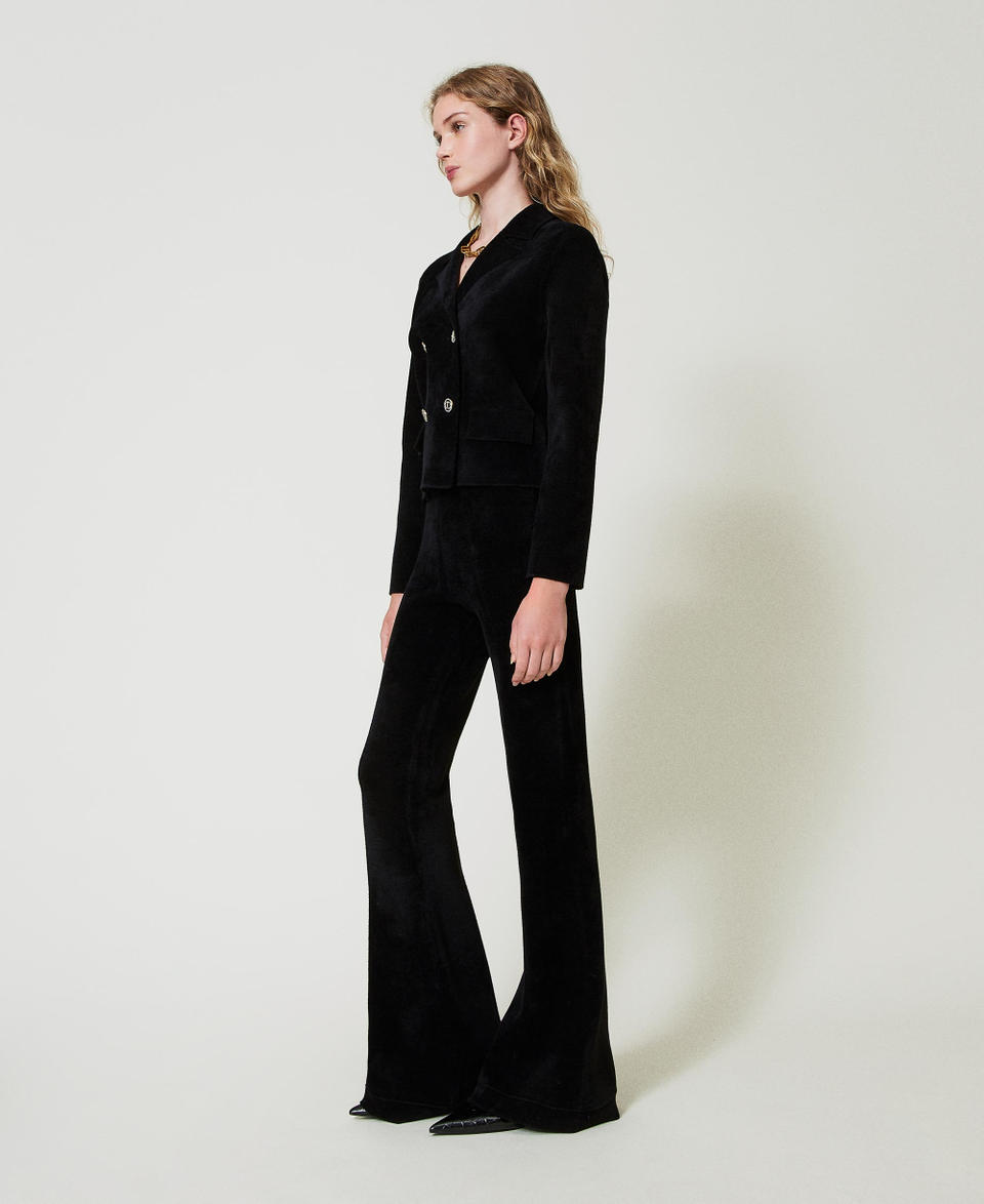 Twin Set Pantaloni Flare In Maglia Con Bottoni Oval T