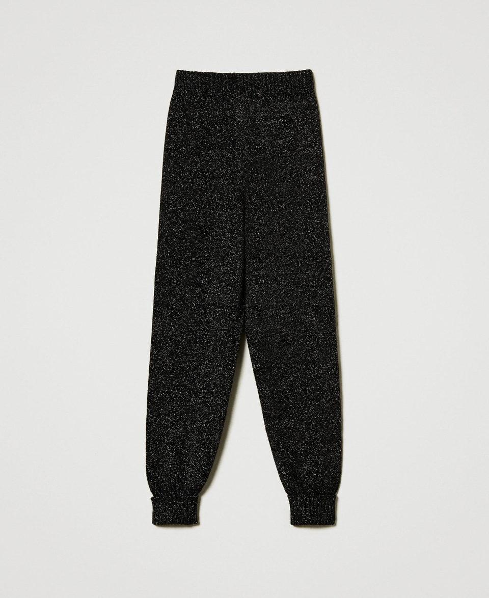 Twin Set Pantaloni Joggers In Maglia Misto Lana E Lurex