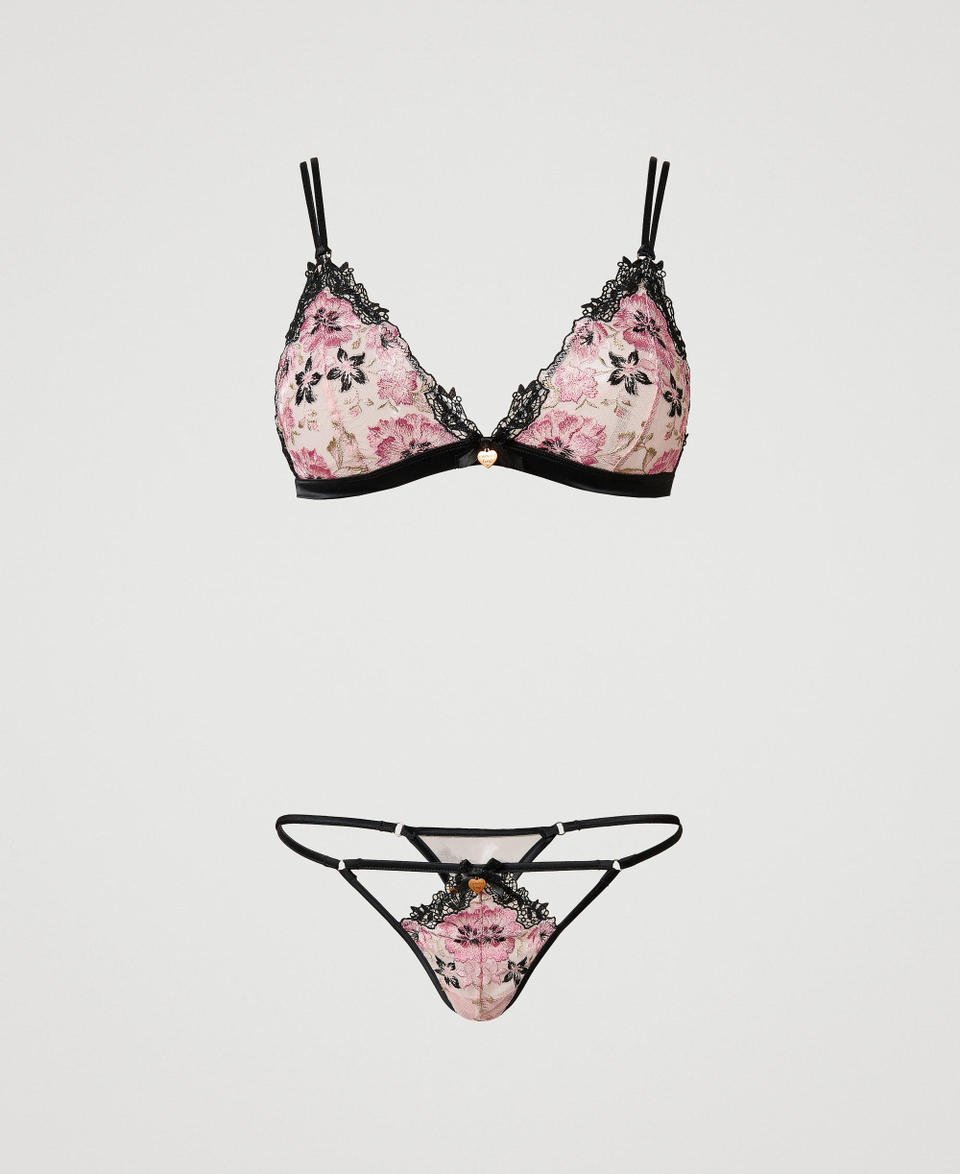 Twin Set Reggiseno A Triangolo E Perizoma Con Ricamo