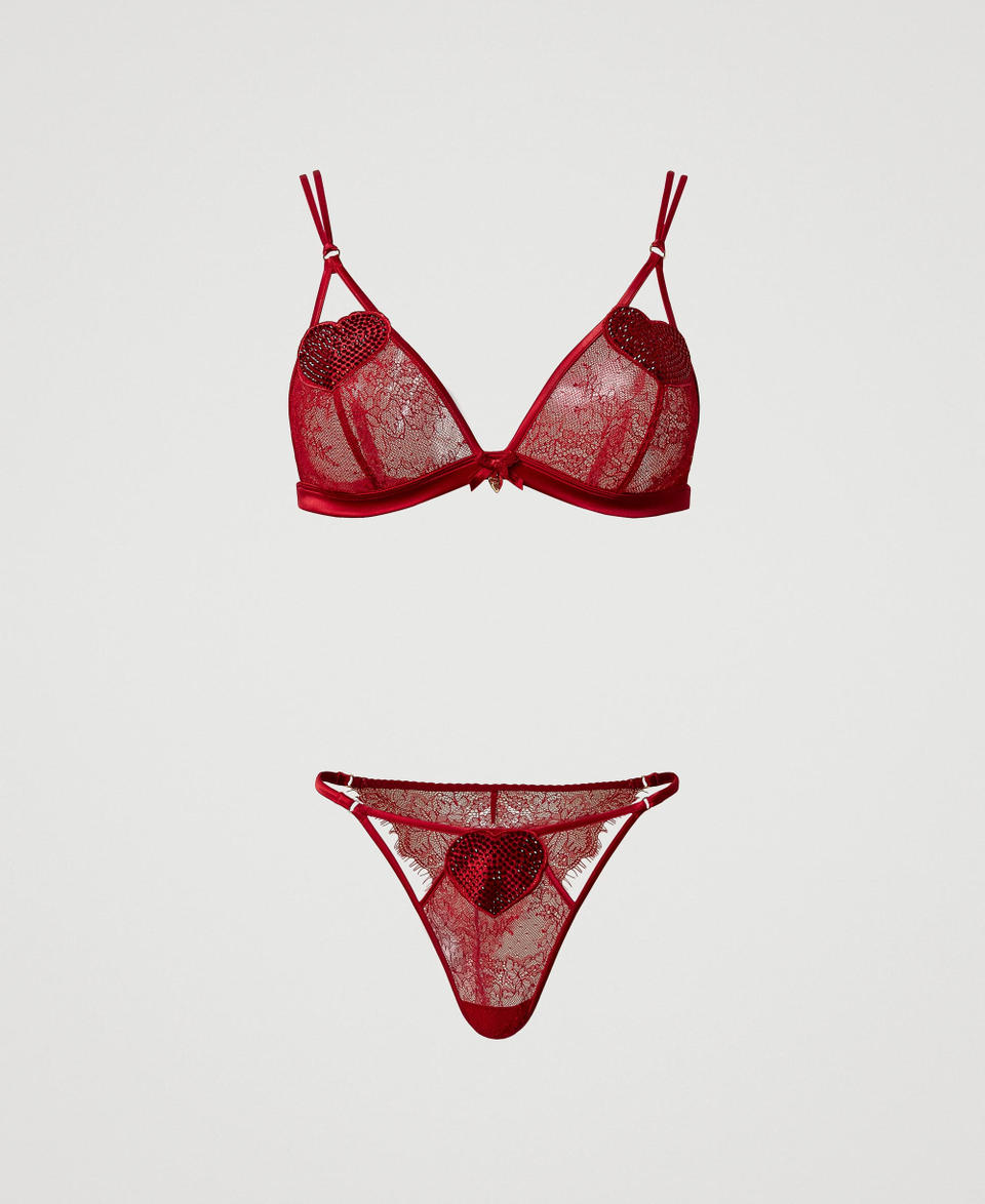 Twin Set Reggiseno A Triangolo E Slip Brasiliana In Pizzo
