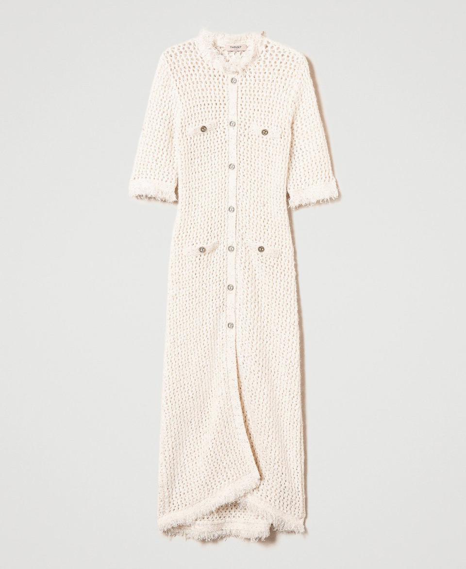 Twin Set Abito-cardigan In Maglia Jacquard A Rete