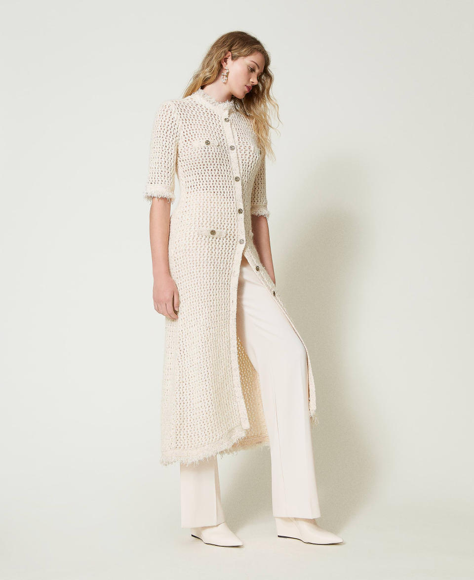 Twin Set Abito-cardigan in maglia jacquard a rete