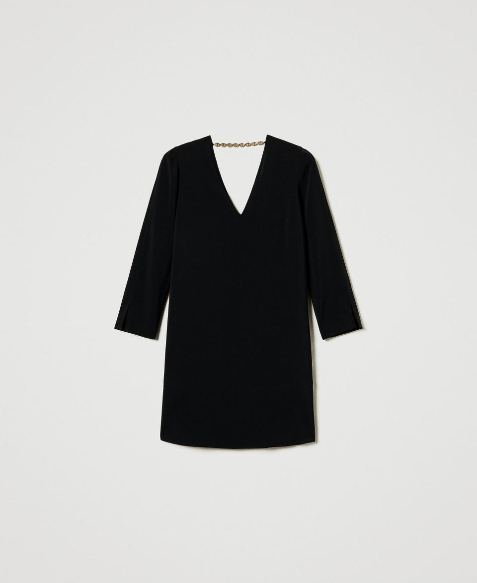 Twin Set Abito Corto Con Balza E Catena Oval T