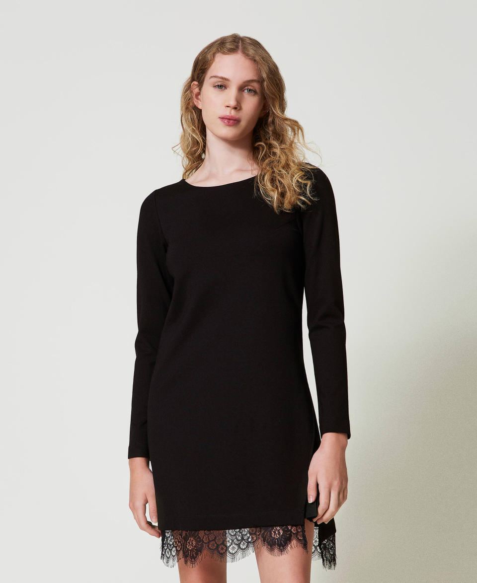 Twin Set Abito Corto Con Pizzo