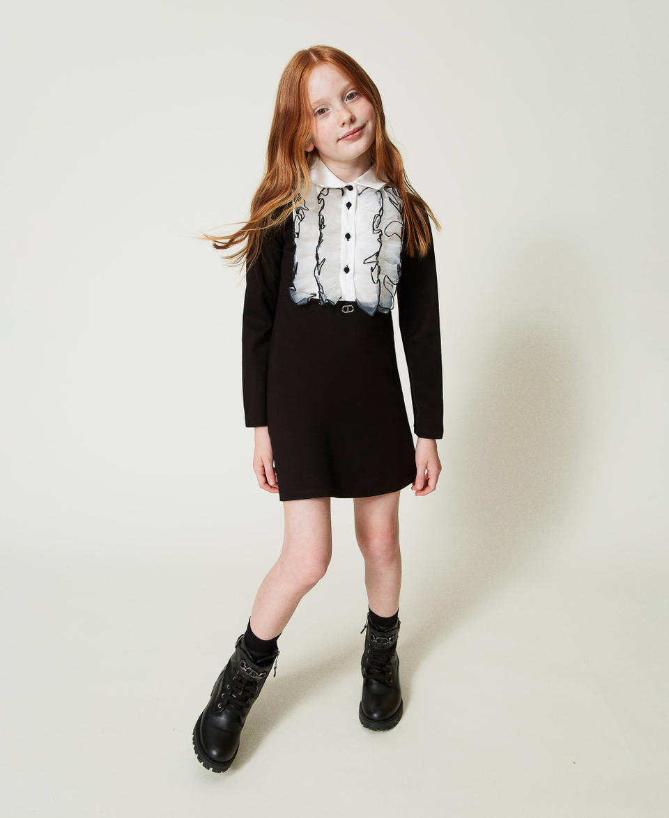 Twin Set Abito corto con volant in organza