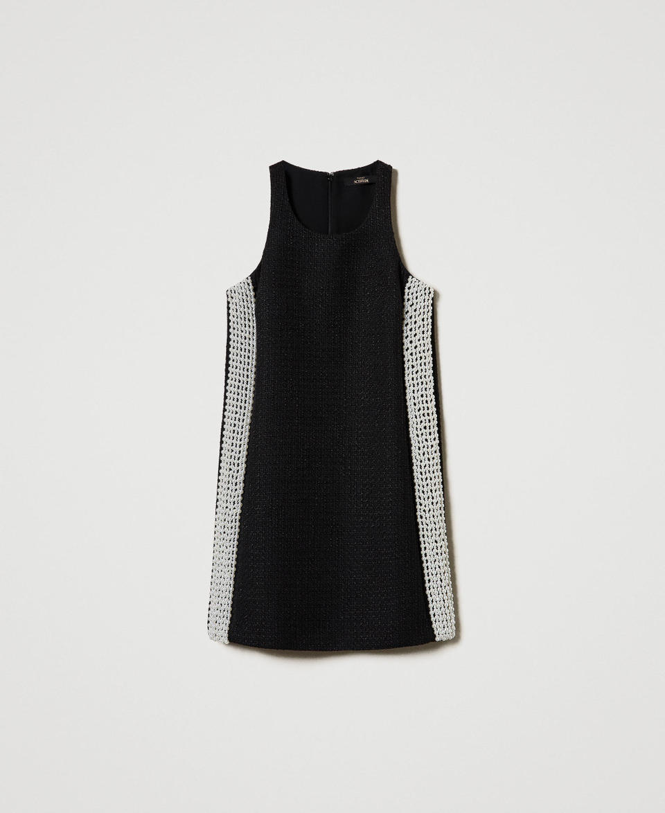 Twin Set Abito Corto Effetto Stuoia Con Perle