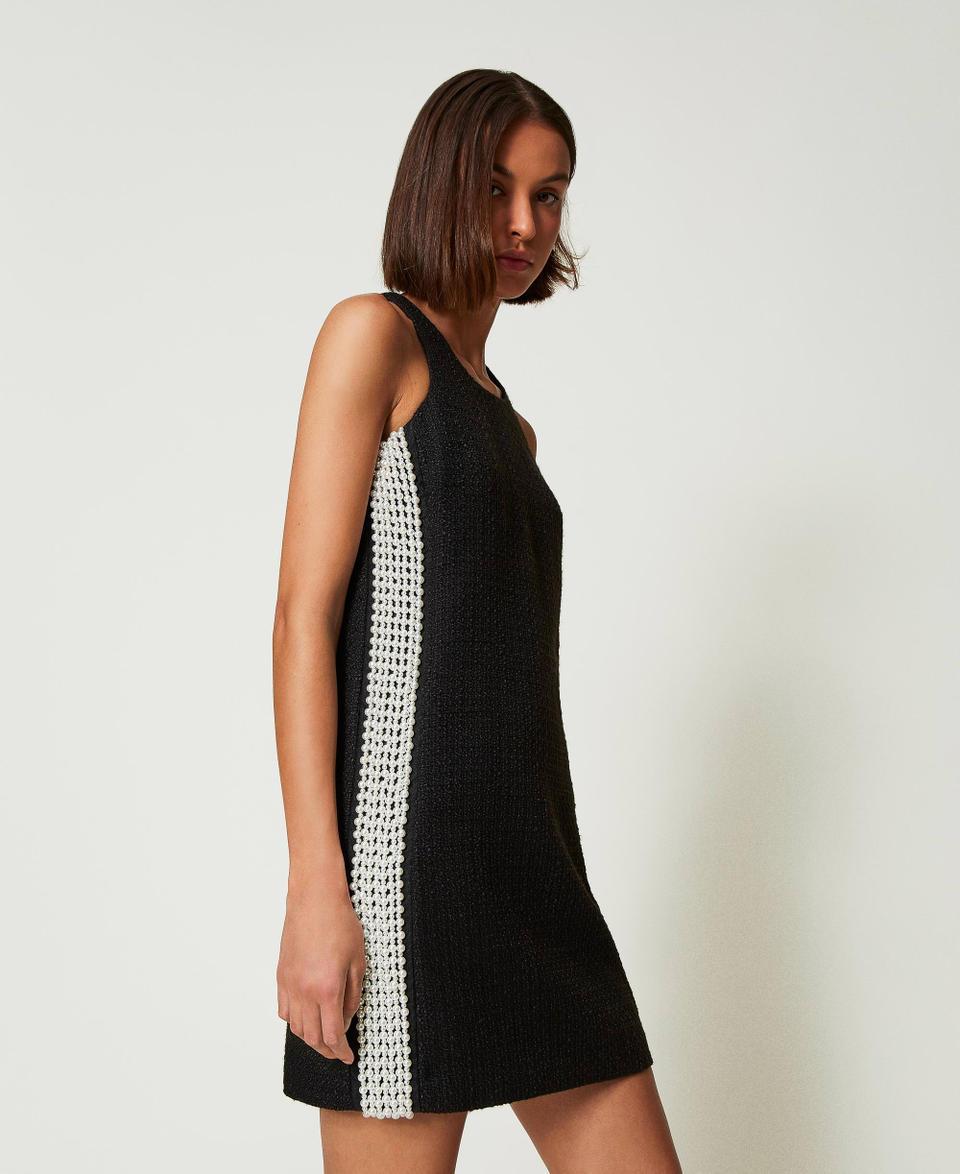 Twin Set Abito Corto Effetto Stuoia Con Perle