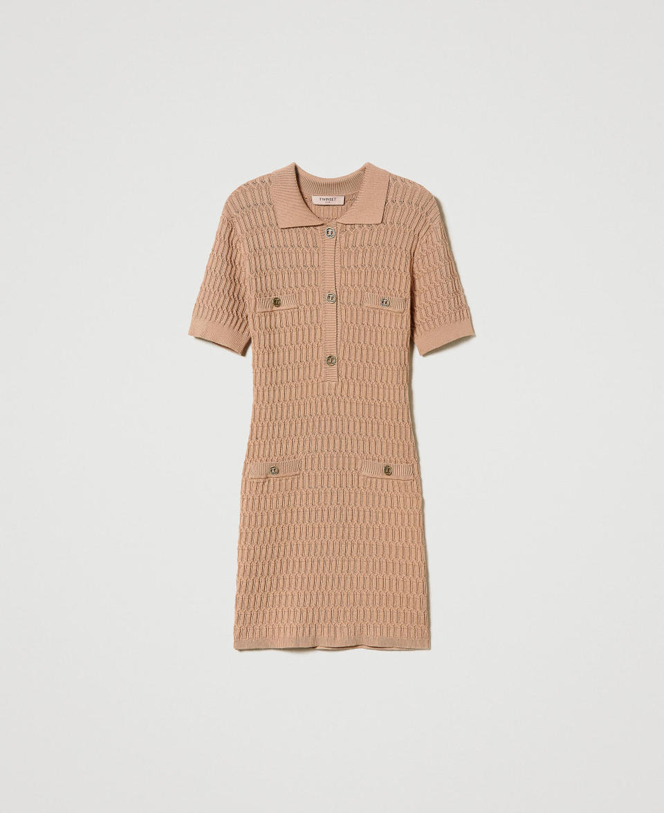 Twin Set Abito Corto Fitted In Maglia Con Bottoni