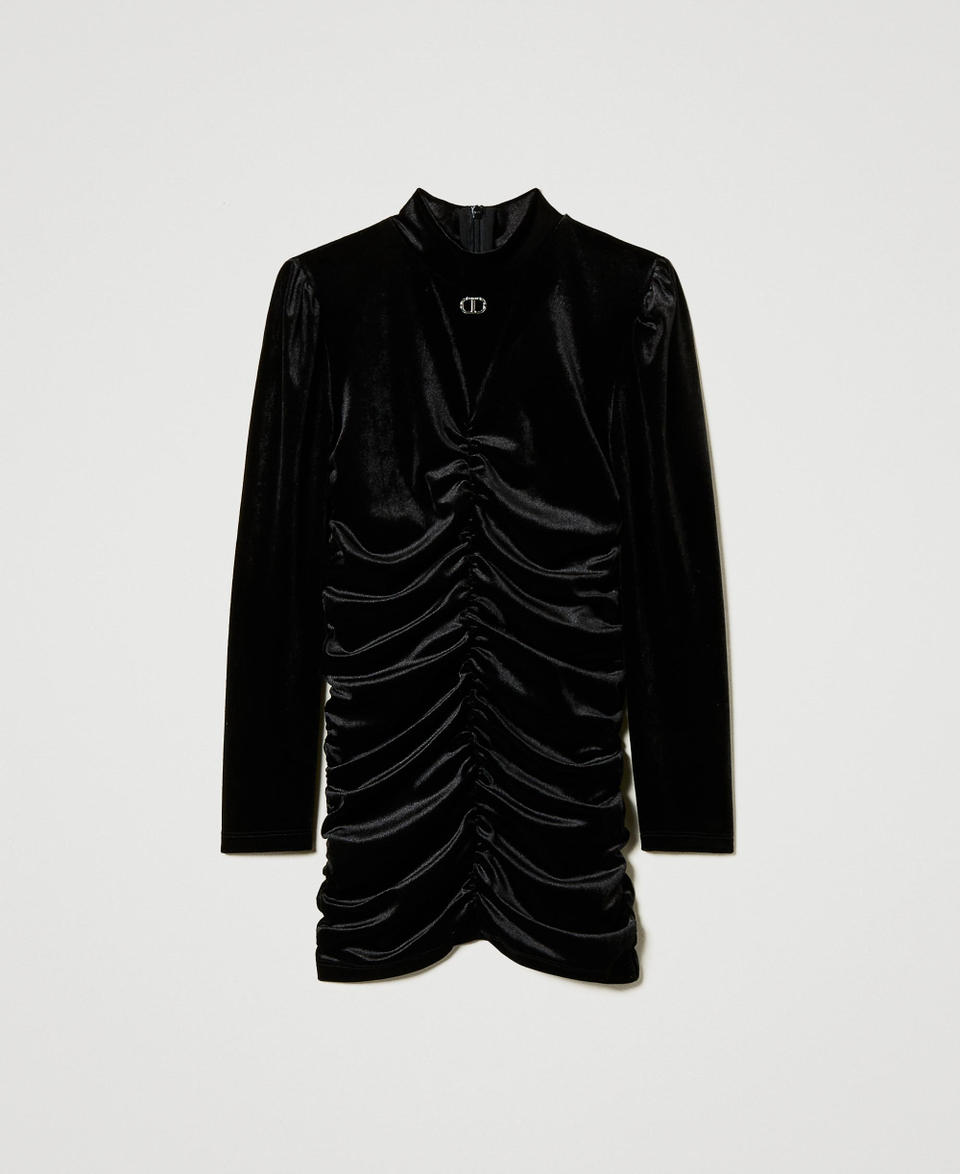 Twin Set Abito Corto In Ciniglia Con Arricciature