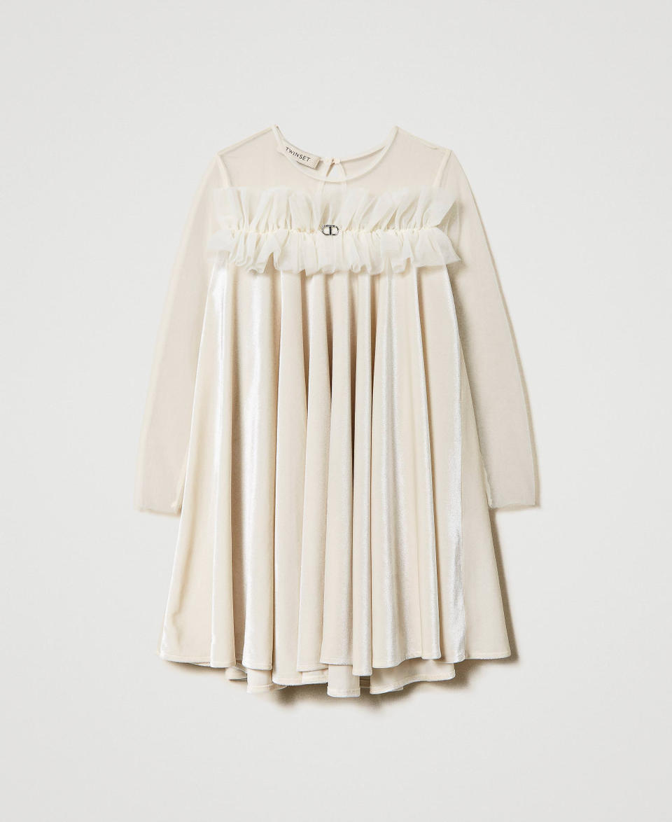 Twin Set Abito Corto In Ciniglia E Tulle