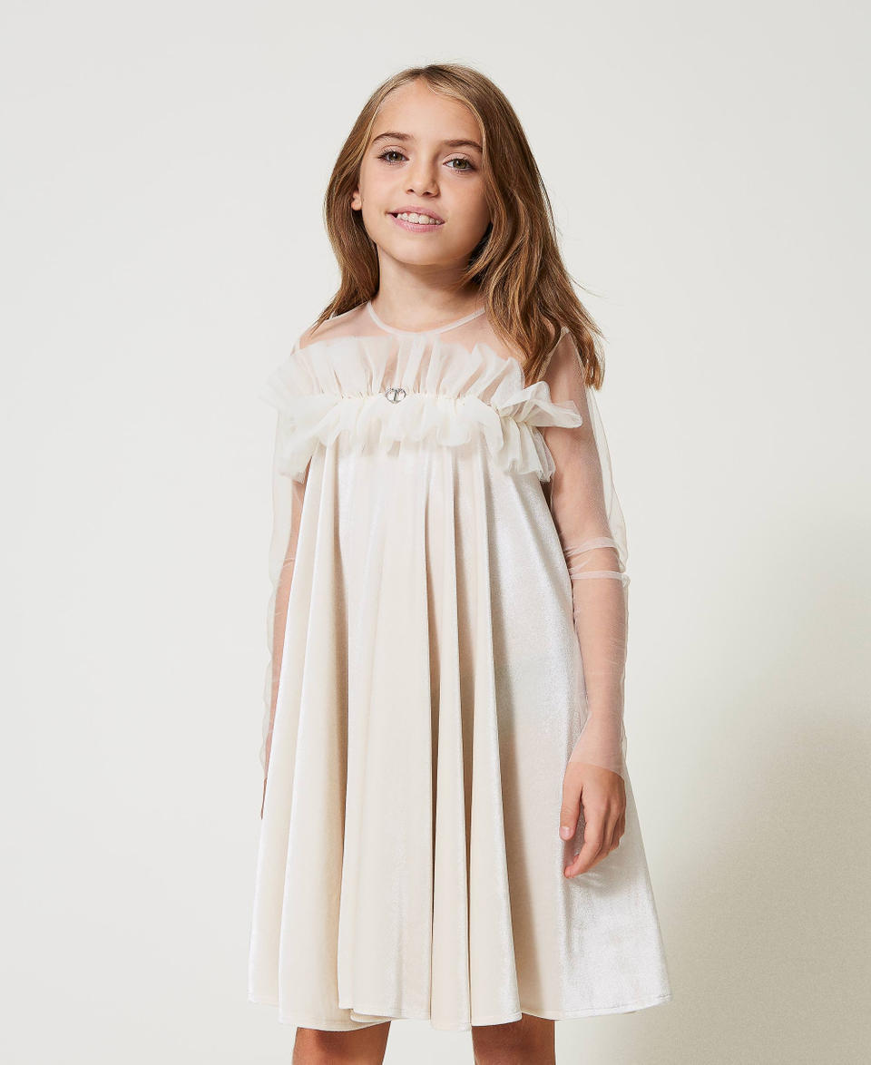 Twin Set Abito Corto In Ciniglia E Tulle