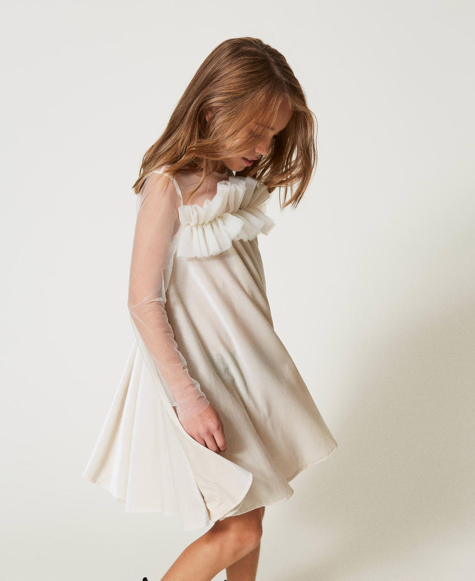 Twin Set Abito Corto In Ciniglia E Tulle