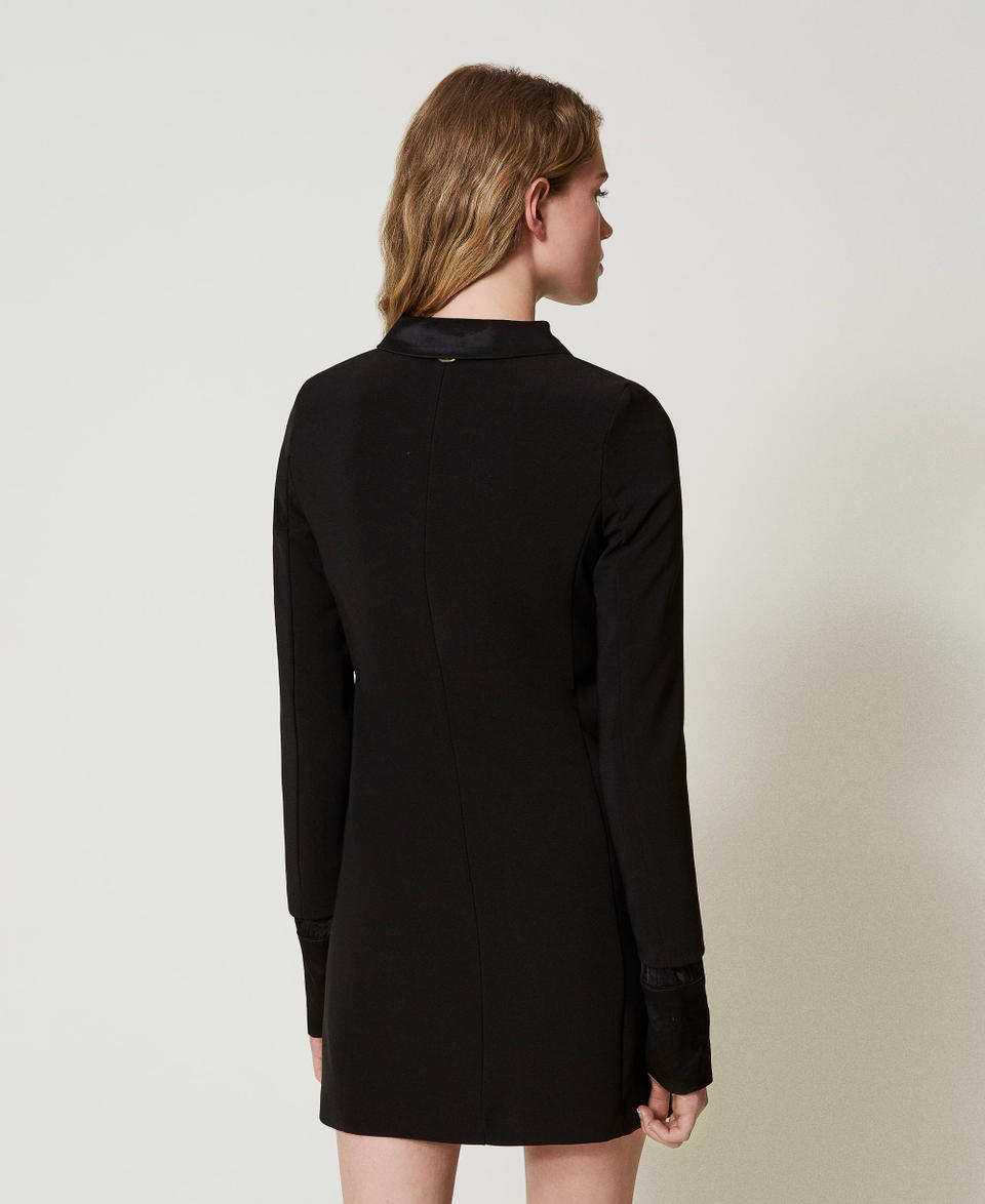 Twin Set Abito Corto In Crêpe Con Dettagli In Raso