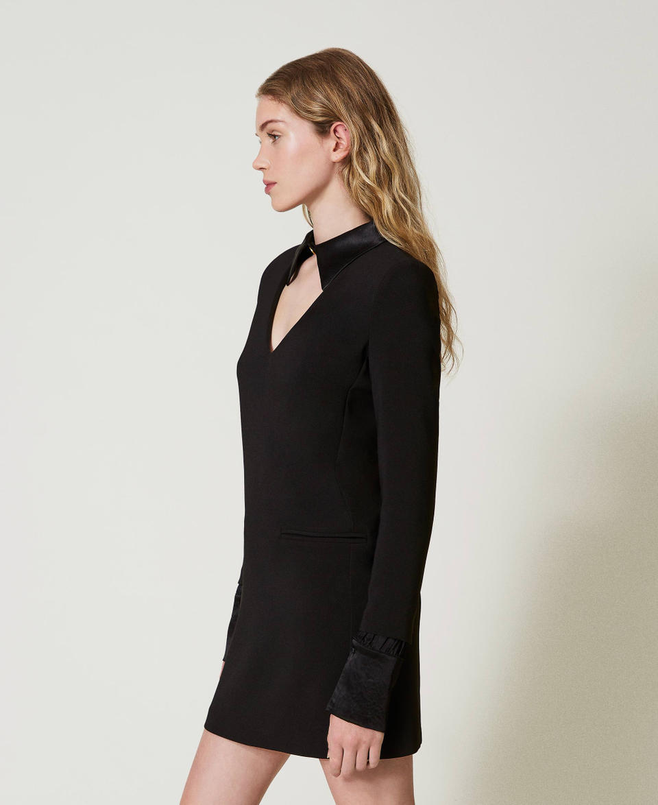 Twin Set Abito corto in crêpe con dettagli in raso