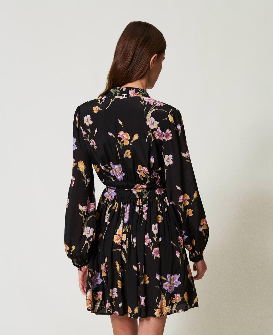 Twin Set Abito Corto In Crêpe De Chine A Fiori