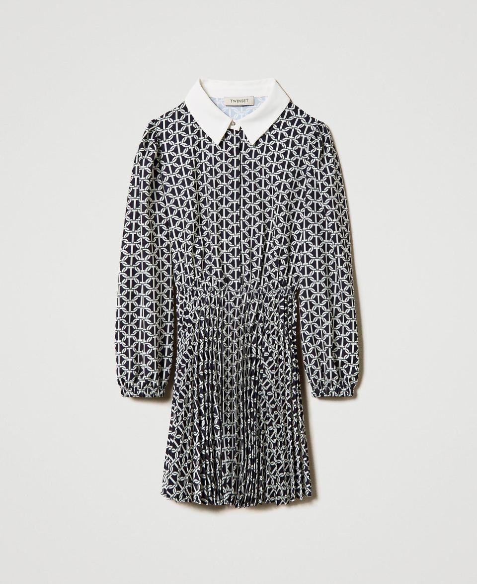 Twin Set Abito Corto In Crêpe De Chine Con Stampa