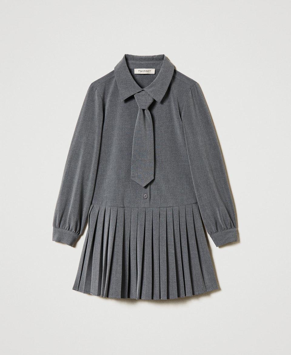 Twin Set Abito Corto In Flanella Con Cravatta