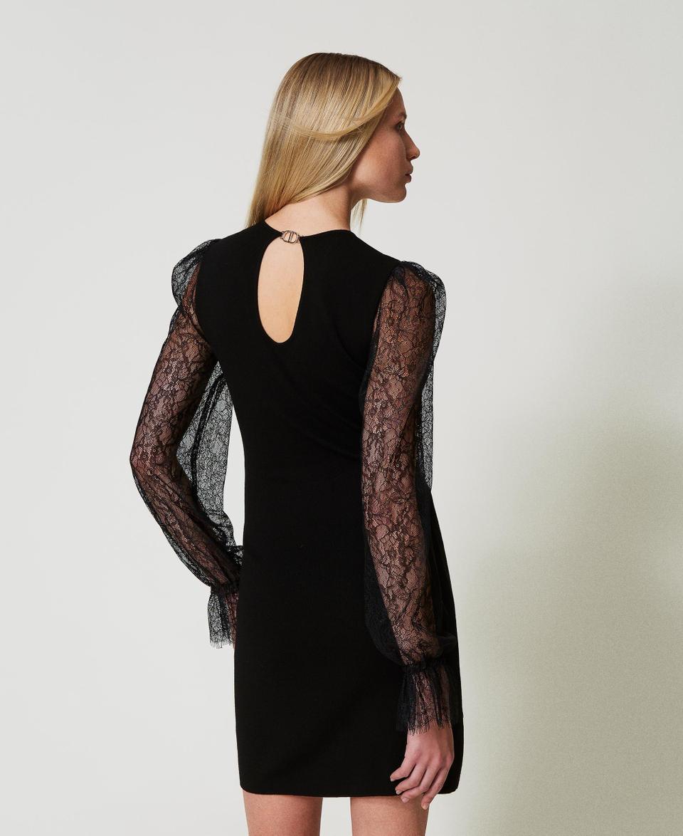 Twin Set Abito Corto In Maglia Con Pizzo