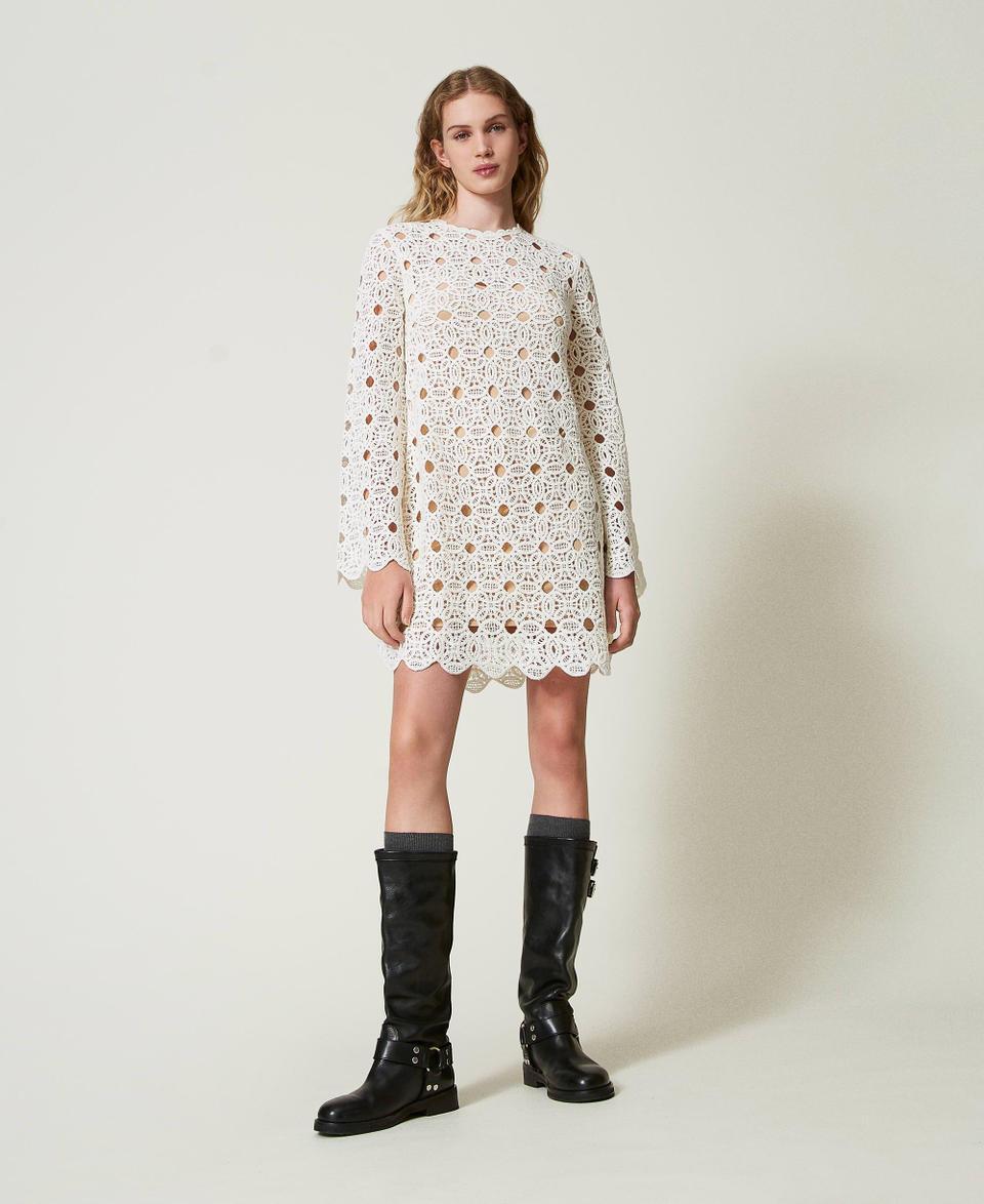 Twin Set Abito Corto In Maglia Crochet