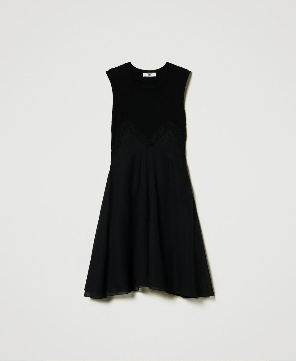 Twin Set Abito Corto In Maglia E Georgette