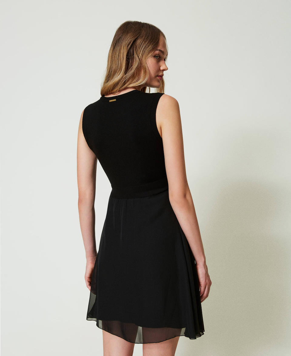 Twin Set Abito Corto In Maglia E Georgette