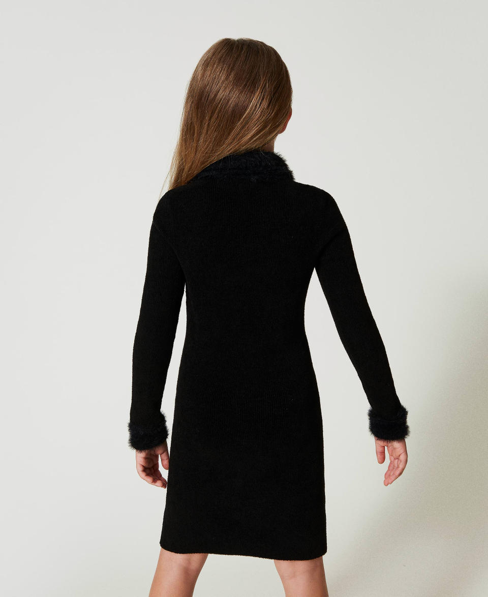 Twin Set Abito Corto In Maglia Effetto Pelliccia