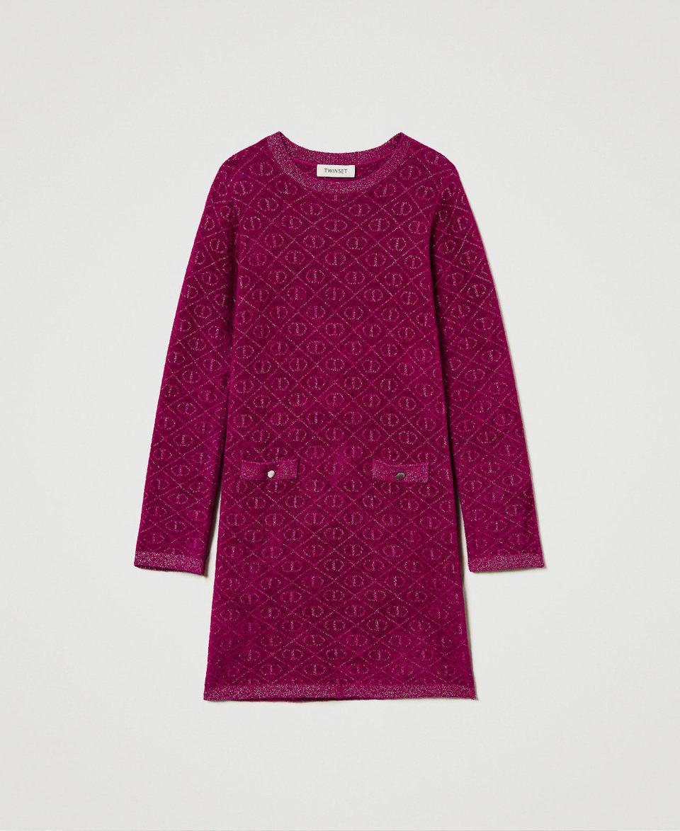 Twin Set Abito Corto In Maglia Jacquard Con Oval T