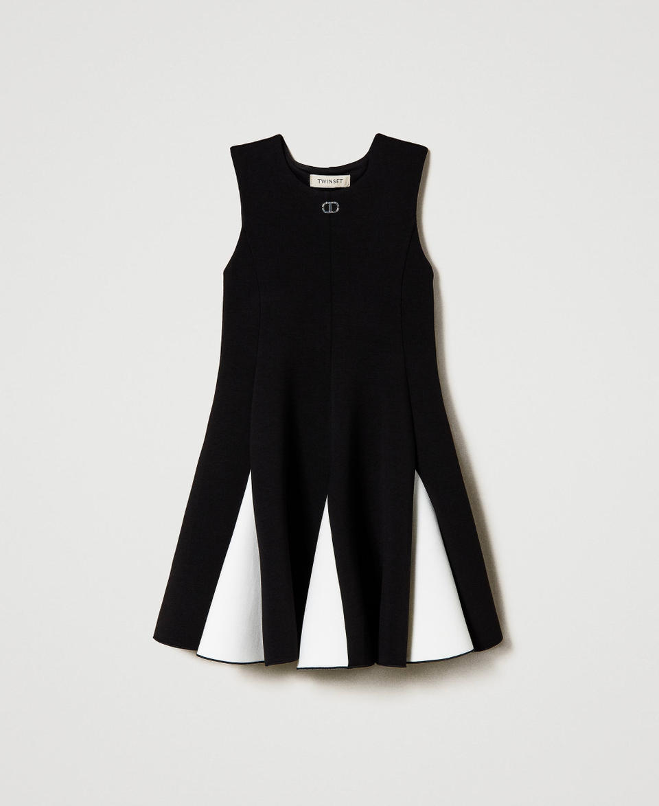 Twin Set Abito Corto In Tessuto Scuba Bicolore