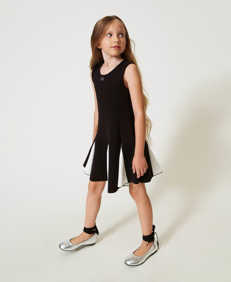 Twin Set Abito Corto In Tessuto Scuba Bicolore