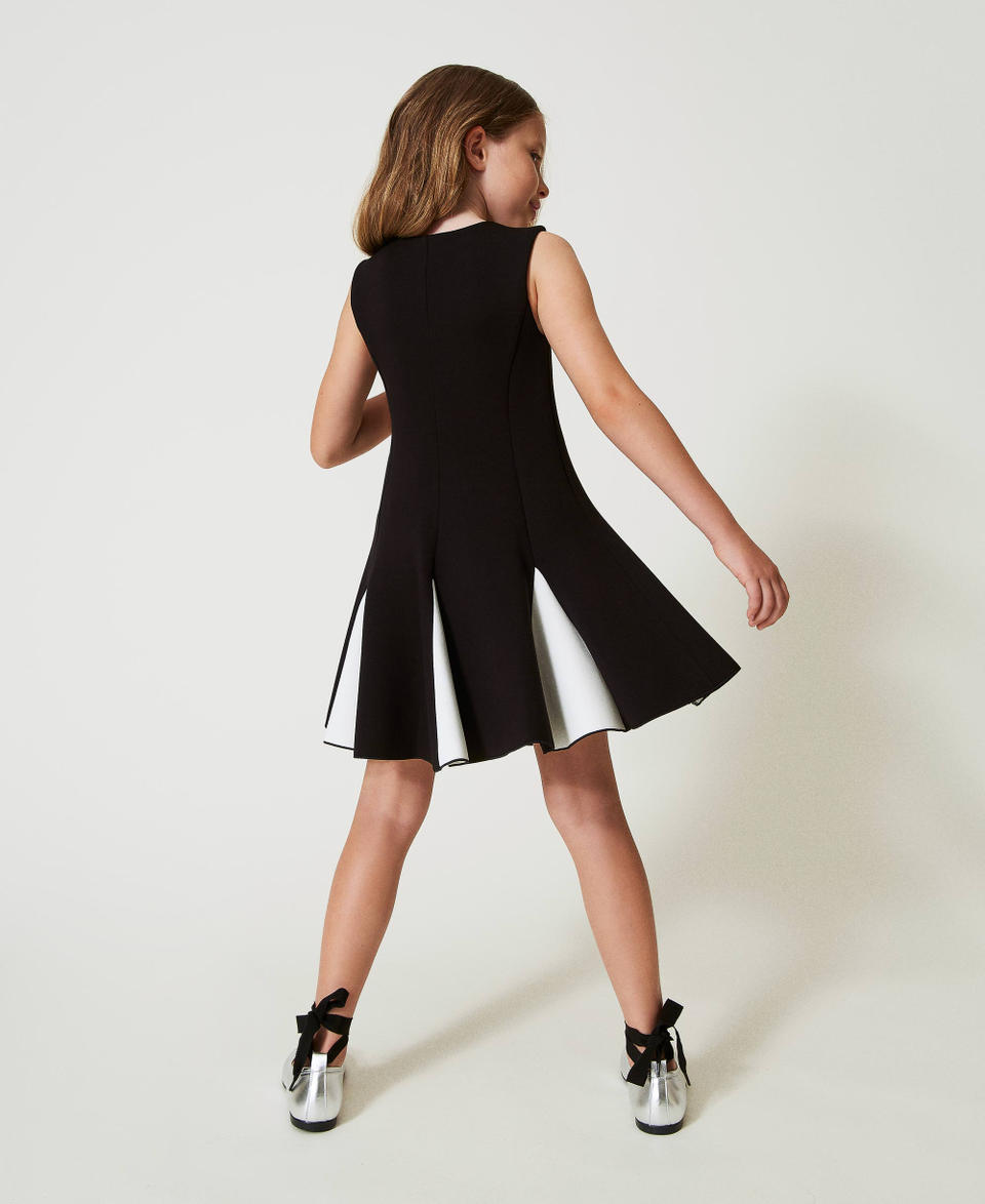 Twin Set Abito Corto In Tessuto Scuba Bicolore