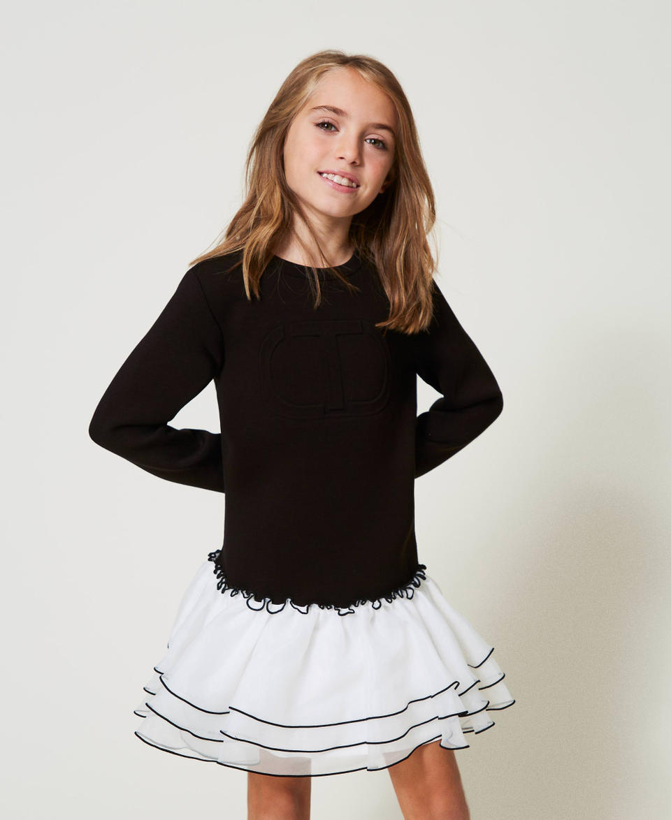 Twin Set Abito Corto In Tessuto Scuba E Organza