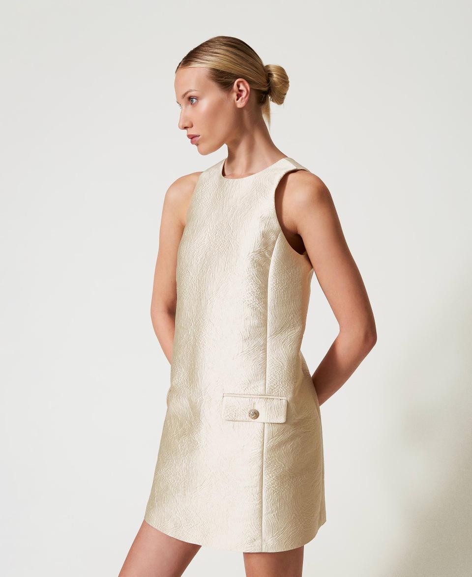 Twin Set Abito Halter Corto In Broccato Jacquard