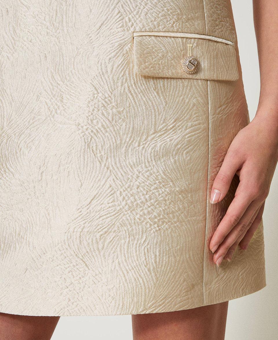 Twin Set Abito Halter Corto In Broccato Jacquard