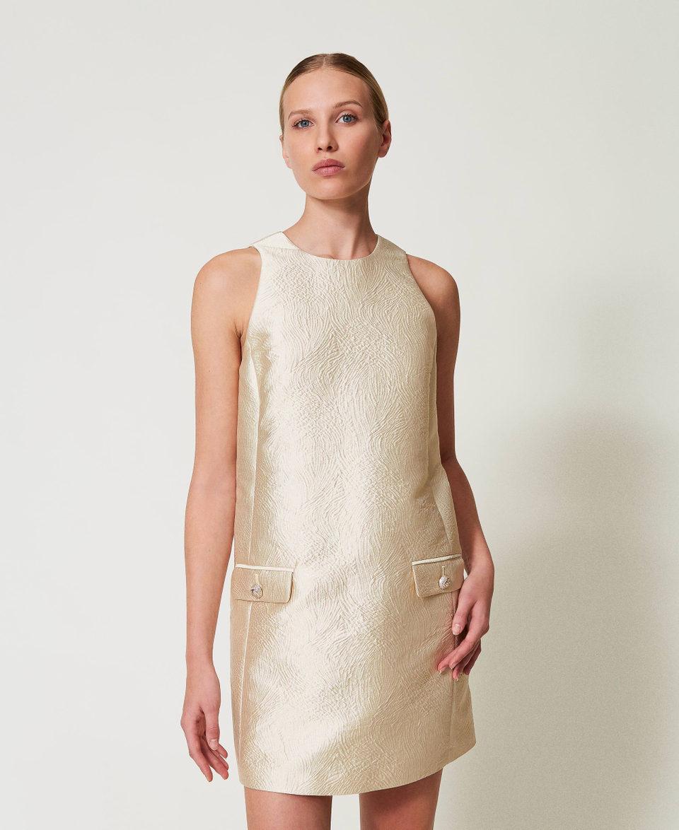 Twin Set Abito halter corto in broccato jacquard