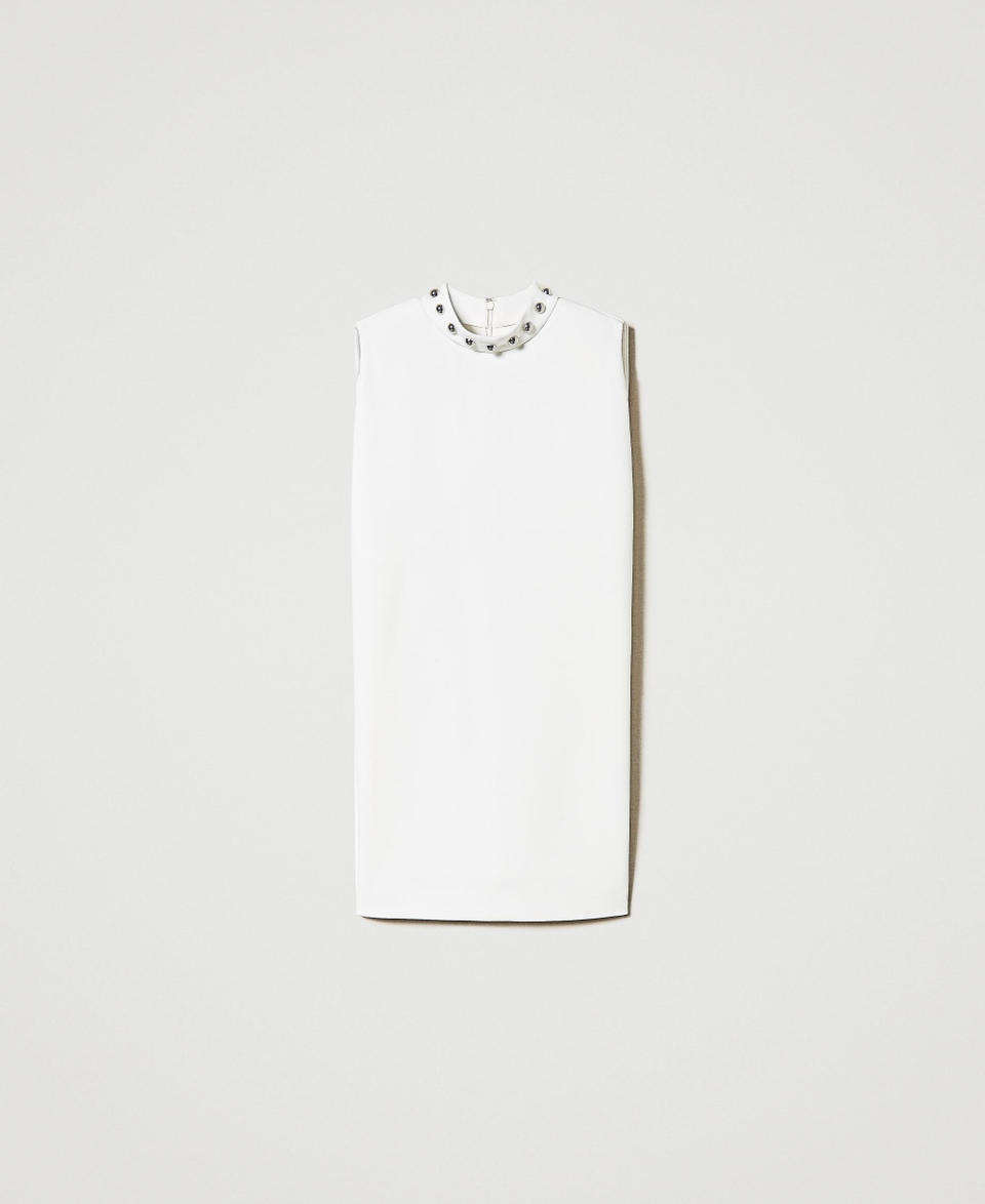 Twin Set Abito In Crêpe Cady Con Perle Metalliche