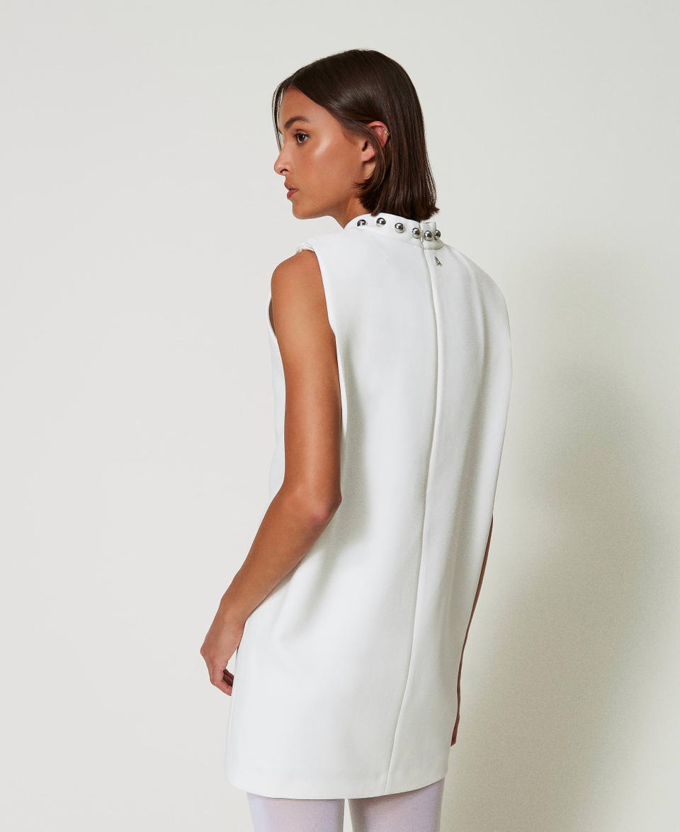 Twin Set Abito In Crêpe Cady Con Perle Metalliche