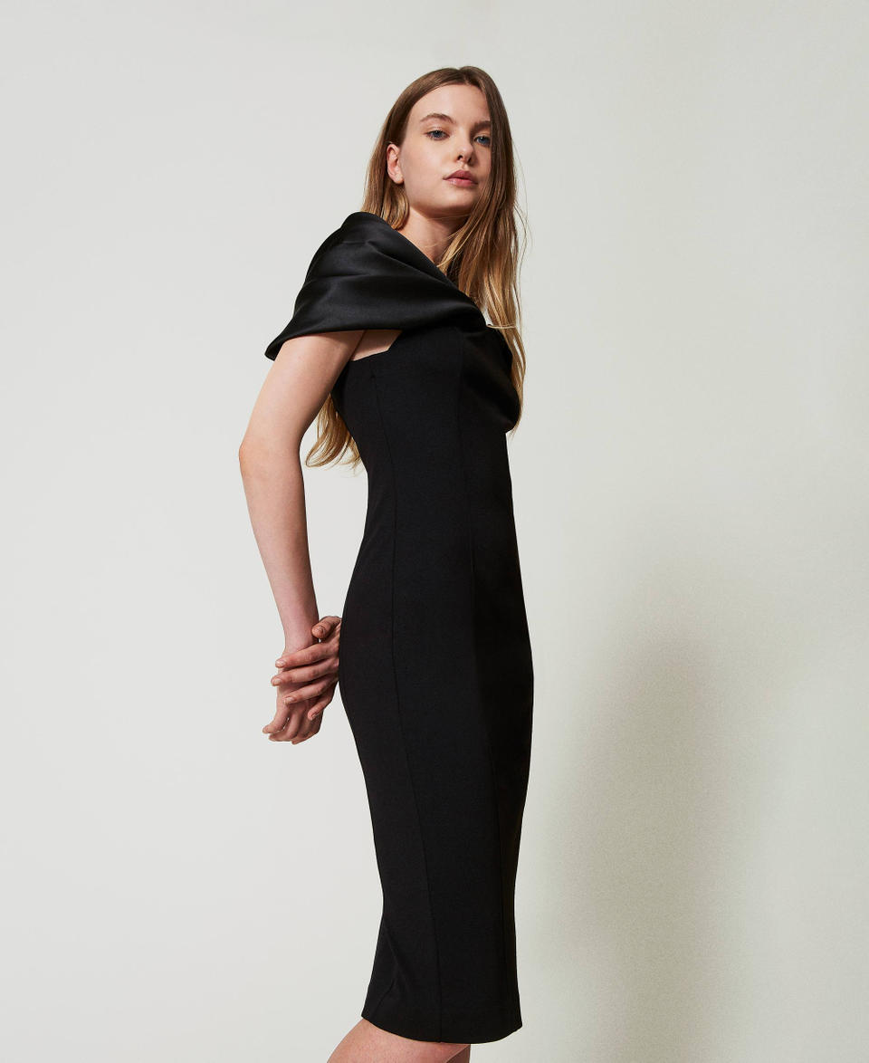 Twin Set Abito Longuette Con Inserto In Raso