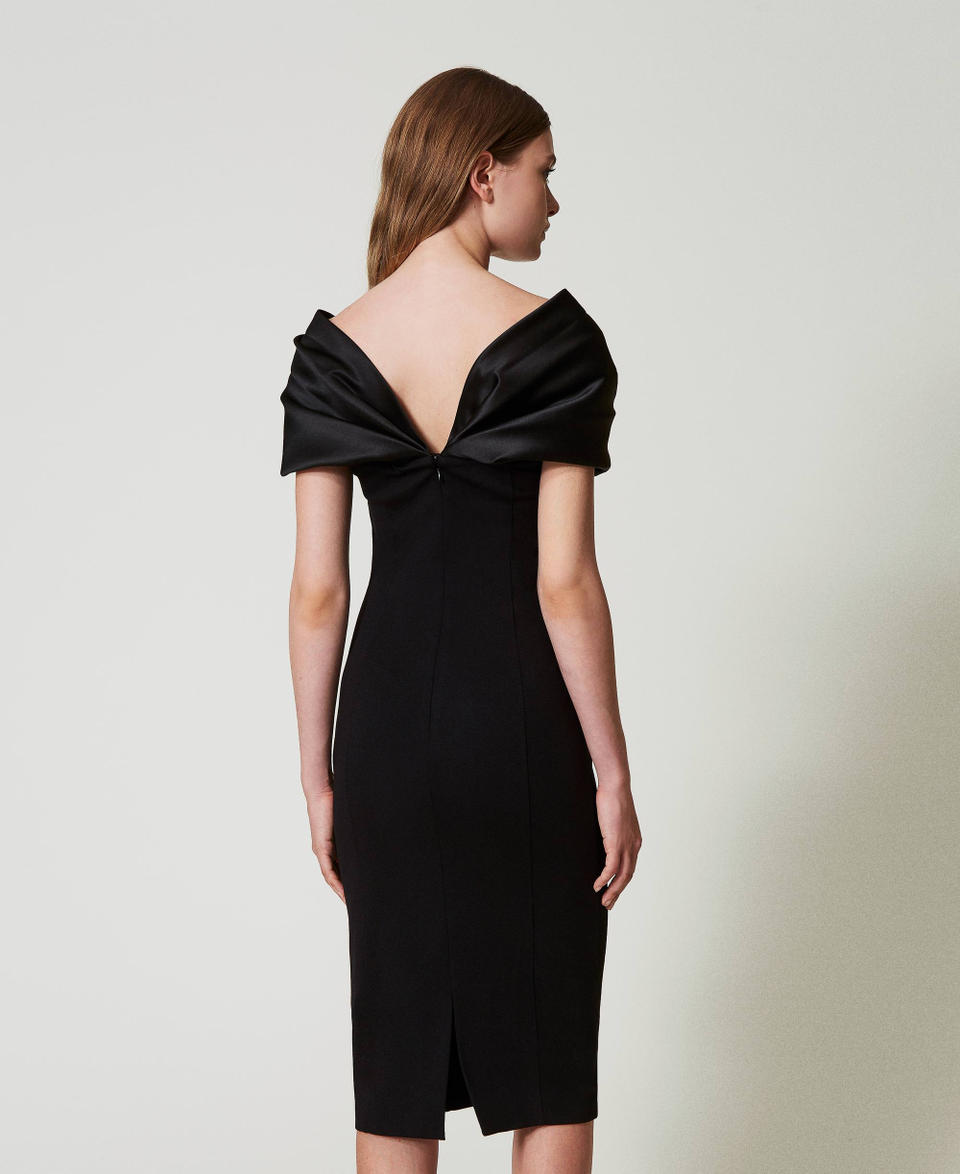 Twin Set Abito Longuette Con Inserto In Raso