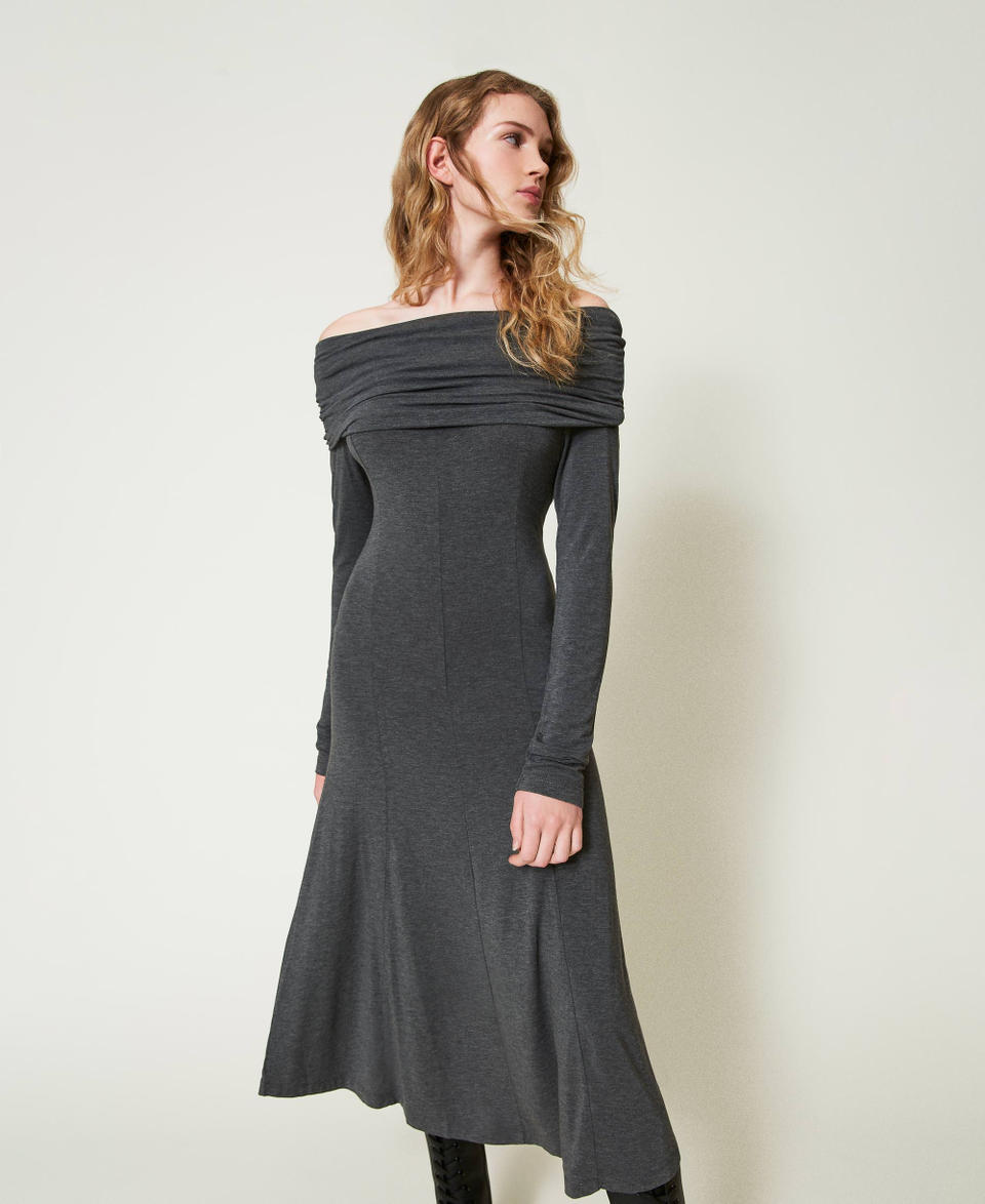 Twin Set Abito Longuette In Jersey Con Ricamo Logo