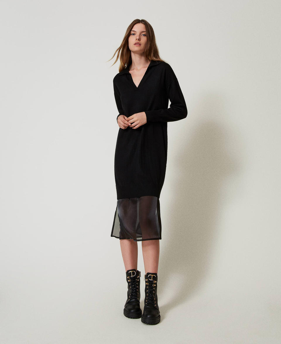 Twin Set Abito Longuette In Maglia Con Sottoveste