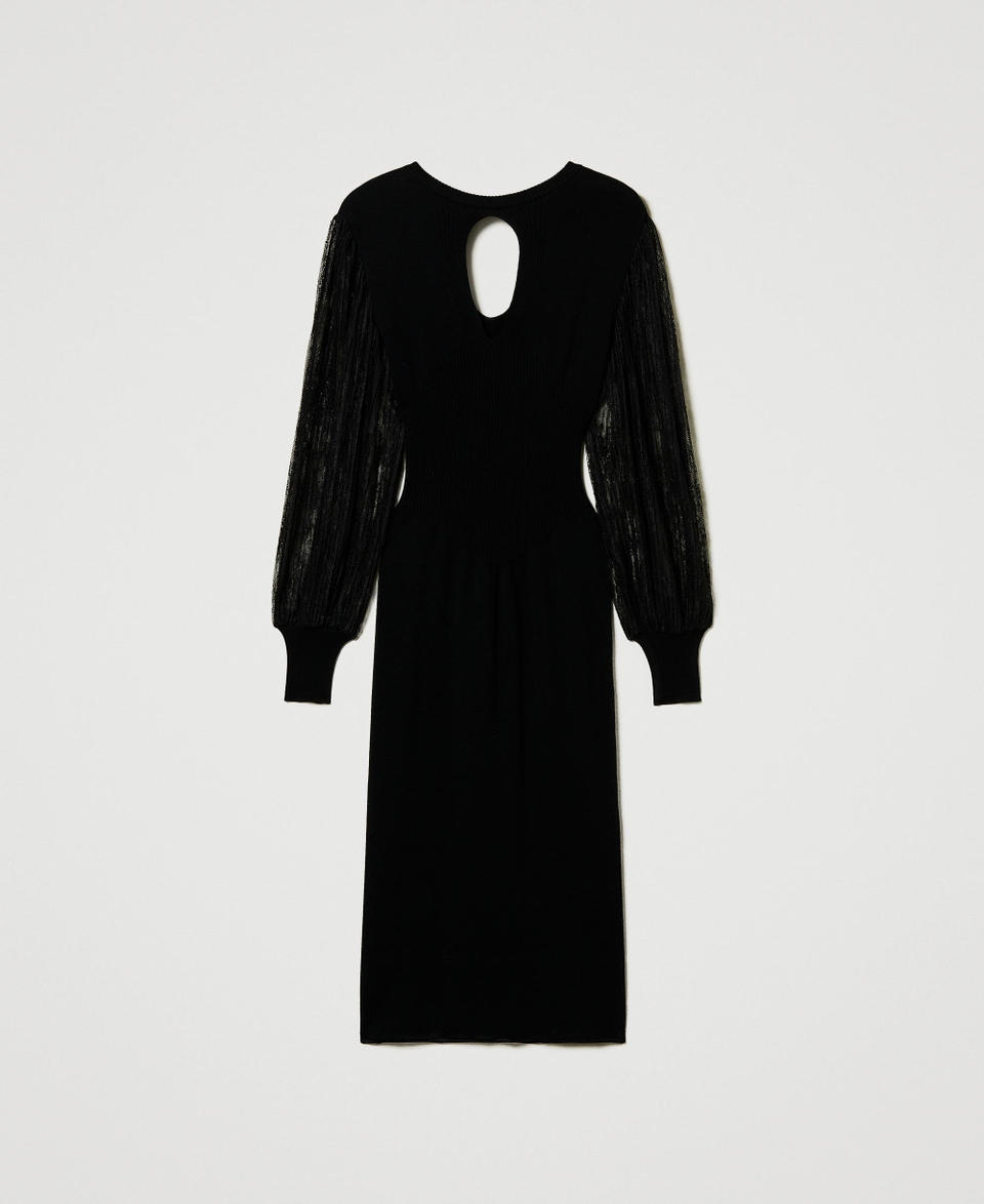 Twin Set Abito Longuette In Maglia E Pizzo